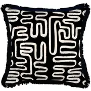 Cushion Cover-Coastal Fringe Black-Maze Black-60cm x 60cm