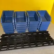 Blue Poly Bin & Rail Wall Mount System 20 Bin Complete Solution 5”x3.5”x2.5”