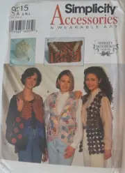 Simplicity 9215 Misses Bag Purse Vest Size S M L Sewing Pattern Uncut
