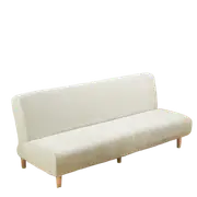 Large Armless Sofa Bed Slipcover Couch Cover Without Armrests Stretch Folding Futon Cover Dust-proof Elastic Removable Jacquard-White-L(length160-190cm)