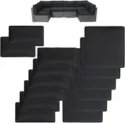 Outdoor Patio Cushions Replacement Covers for Wicker Rattan Patio Furniture Conversation Set Outdoor Cushion Covers with Zipper Fit (Black (Only Cover), 14 Piece Sets)