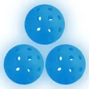 Luminous Pickleball Balls 3 Pack Pickleball Balls with Mesh Bag, Blue
