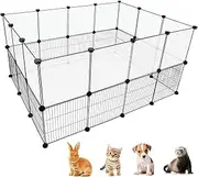 Rabbit Playpen Indoor, DIY Small Animal Pet Playpen Indoor & Outdoor Portable Metal Wire/Transparent Clear Pet Fence Yard Fence for Guinea Pigs, Bunny, Ferrets, Kittens, Puppies