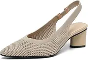 [youngshow] Pointed Toe Women Pumps, Comfort Slingback Heels with Arch Support, Cute Kitten Heels with Ankle Strap for Womens, Walking Office, Black