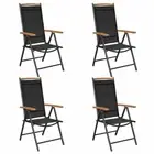 Stylish Patio Chair Set Of 4 Black Textilene Aluminium Frame Foldable Furniture