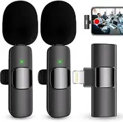 Wireless Microphones for iPhone iPad, [Lightning], Clip on Lapel Lavalier Cordless Omnidirectional Condenser Recording Mic for Video Recording, Live Streaming, Podcast, Vlog, YouTube, TikTo