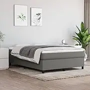 Box Spring Bed with Mattress Dark Grey 153x203 cm Queen Size Fabric,Beds & Bed Frames 57.5KG-3144465