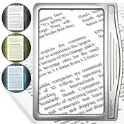 MagniPros 3X Large Ultra Bright Led Page Magnifier with 12 Anti-Glare Dimmable LEDs-Ideal for Reading Small Prints & Low Vision Seniors with Aging Eyes Silver