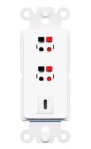 [3 Ports] 2 SPEAKER USBC Rocker Wall Plate White