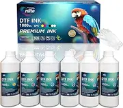 Enlite Premium DTF Ink 1000ML Value Pack, Water-Base Digital Inkjet Ink Refill for Direct to Film Printers with Printhead L1800 L805 R1390 4720 I3200 XP600 DX7 DX5 5113, 6-Pack（2W-1BK-1C-1M-1Y）