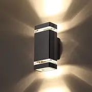 CELAVY Outdoor Wall Lights Mains Powered, Up Down Outside Wall Lights IP65 Waterproof, Porch Light Front Door Lamp Modern Aluminium 3000K, Exterior LED Lighting Sconce Wall Mounted for House, Black