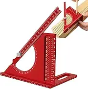 Aluminum Alloy Measuring Layout Tool - Woodworking Angle Measurement | Non-Slip Precision Marking Gauge for Door Framing Workshop | Rust-Proof Carpenter Protractor | 3D Multi-Angle Measuring Ruler