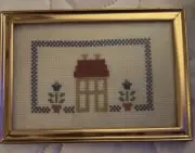 cross stitch completed framed Home 4 X 6 New Needlework Needlepoint