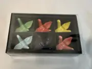 Origami Crane Ceramic Chopsticks Rest 6 Pieces NEW Asian Dining Set Folded Crane