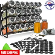 Spice Rack organiser with 28 Spice Jars, Spice Labels, Funnel and Marker Kitchen