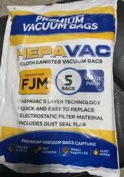 Veva 5 Pack Premium HEPA Cloth Vacuum Bags For FJM