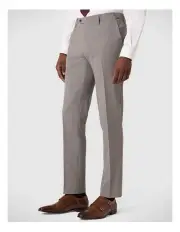 [Politix] Slim Stretch Wool Blend Tailored Pant in Grey Check