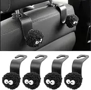 COGEEK Car Seat Headrest Hook, Soot Sprites Purse Hook Holder Cute Car Storage Organizer Universal Vehicle Hanger for Hanging Handbag Grocery Bags (4 Pack)