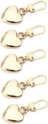 5Pcs Gold Heart Shaped Zipper Pull Replacement Metal Zipper Backpack Zippers ...
