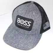 New Licensed Boss Snowplow Black Ice Mesh Back American Flag Trucker Hat B45