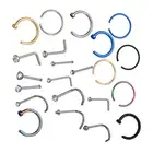 Mix 22pcs Stud Nose Ring Hoop Septum Helix Nostril Piercing Labret Lip Carti/fw