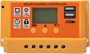 Solar Controller,Double USB Port 30A PWM Solar Charge Renewable Energy Controller | Multiple Load Control Modes Panel Battery Intelligent Regulator 12V 24V for mobiles