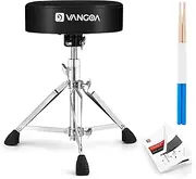 Drum Throne Upgraded Padded Drum Seat Portable Height Adjustable Drumming Stools with User Manual and Drum Sticks for Drummer Kids Adults, Black, by Vangoa