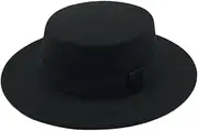 [Bollrllr] Ladies Vintage Wide Brim Felt Bowler Classic Jazz Hat