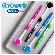 DenTek Orabrush Tongue Brush Cleaners w/ Tongue Scraper 4-Pack For Bad Breath