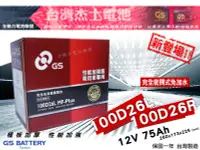 在飛比找Yahoo!奇摩拍賣優惠-全動力-GS 統力 免加水 電池 100D26L 100D2