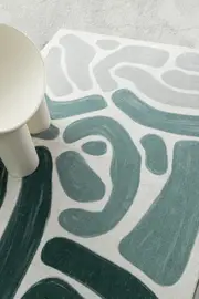 Loopsie Faroe Blue Grey Abstract Washable Rug