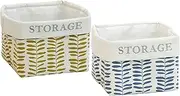 T&T Homewares, Square Fabric Storage Bins Set [2 Pack] ,Storage Baskets,Canvas Fabric Storage Boxes, Foldable/Collapsible Nursery Basket ,Home Organization (Colourful leaves)