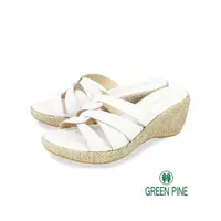 在飛比找momo購物網優惠-【GREEN PINE】交錯編織6.5cm楔形拖鞋白色(00