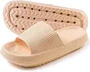 [TOPALL] Cloud Slides for Women Men, Pillow Slides Slippers Shower Sandals House Bath Slippers Quick Drying Non-Slip Lightweight Open Toe Sandals Slippers(Khaki-N,40/41)
