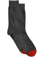 [Simon De Winter] 1 Pair Textured Diamond Cotton Crew Socks in Warm Grey Marle