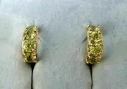 1.50CT Round Green Peridot Huggie Hoop Earrings In 14k Yellow Gold Plated Silver