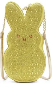 Betsey Johnson Kitsch Peeps Yellow Rhinestone Bunny Rabbit Easter Crossbody Bag