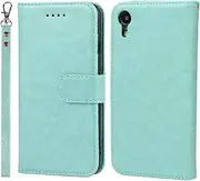 Cavor for iPhone XR Wallet Case for Women Flip Folio Kickstand PU Leather Case with Card Holder Wristlet Hand Strap Stand Protective Cover for iPhoneXr 6.1'' Phone Cases-Light Green