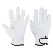 2 Pairs Goatskin Leather Work Gloves with Hook and Loop Driver Gloves, White, XL