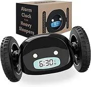 CLOCKY Digital Alarm Clock for Bedroom on Wheels Runaway Moving Extra Super Loud Alarm Clock for Heavy Sleepers Adults Deaf Hard to Wake up Sleeper Kids Teens Funny Clock Prank Gift (BlackWheels)