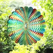 SPRING SONG Rainbow Mandala Kinetic Wind Spinner for Yard and Garden Stainles...
