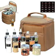 Shaker with Hole and Lid, Empty Jar, 13 Bottles Condiment Jar and Storage Bag - Portable Condiment Pot for Food Storage, Picnic, BBQ, Hiking