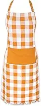 DII Unisex Buffalo Check Kitchen Collection, Classic Farmhouse Chef Apron, One Size, Fringed Bottom, Pumpkin Spice