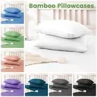 2PCS Bamboo Blend Cooling Pillowcases Slip Standard Queen King Size Pillow Case