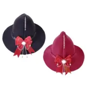 Halloween Witch Hat with Bowknot Female Role Play Wizard Cap Photo Prop Headgear