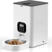 Automatic Cat Feeder WiFi Smart Pet Feeder with APP Control for Remote Feeding Timed Pet Feeder Dry Food Dispenser For Cats and Dogs (White-4L)