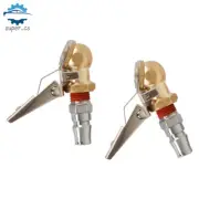 2 × Air Tyre Chuck Ball Tire with Valve Stem Lock On Clip Inflator Steel Fitting