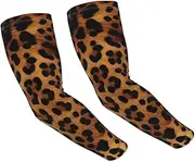 [FHEDVBN] Leopard Skin Arm Sleeves Compression Arm Covers for Men Women Outdoor Sun Sleeves Cooling Sports Sleeve, Black