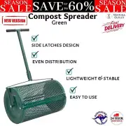Compost Spreader Feed Fertiliser Spreader Peat Moss Roller Green Steel Aerators