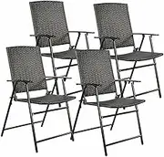 CVBFDB 4 Piece Brown Folding Chair Furniture Outdoor Indoor Camping Garden Pool